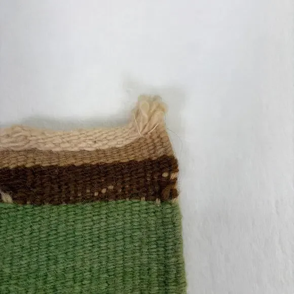 Vintage Woven Wool Red Rose, Green, Black, Tan Rug or Wall Hanging 4' x 2’ - Picture 7 of 8